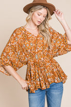 Load image into Gallery viewer, Half Sleeve Aztec Print Top - Camel