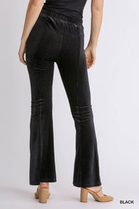 Umgee Knit Pull-On Flare Pant in Black