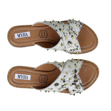 Load image into Gallery viewer, "Chrerub" Studded Hairon Print Slides by Myra