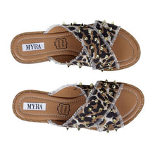 Load image into Gallery viewer, &quot;Fudge&quot; Studded Leopard Print Slides by Myra
