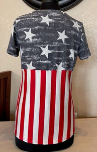Short Sleeve Patriotic Top - Red, White & Blue