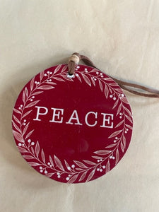 Wooden Disc Ornament - Peace