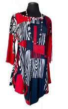 Load image into Gallery viewer, 3/4 Sleeve Asymmetrical Tunic Top - Red/White/Black
