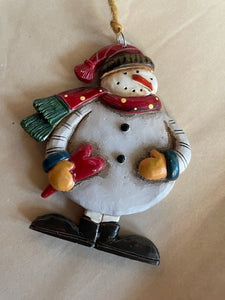 Snowman with Heart Ornament