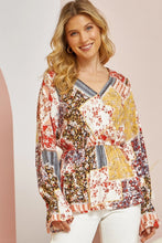 Load image into Gallery viewer, Long Sleeve Patchwork Print Top
