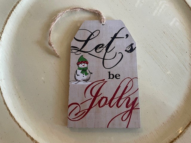Christmas Wooden Gift Tag - Let's be Jolly