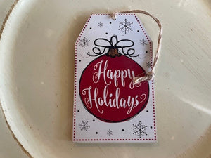 Christmas Wooden Gift Tag - Happy Holidays
