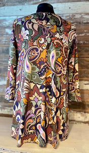 3/4 Sleeve Floral & Paisley Print Tunic