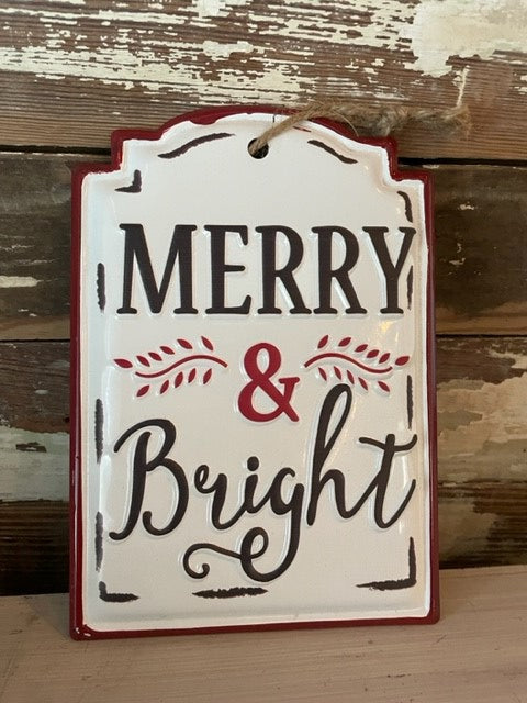 Merry & Bright Tin Hanger