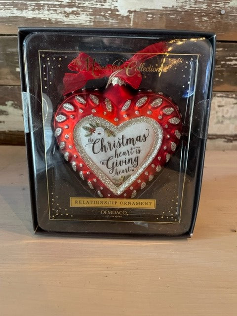 Christmas Glass Heart Ornament