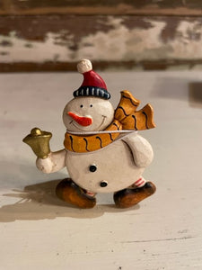Jolly Snowman Ornament Clips - Yellow Scarf + Bell