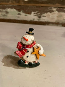 Jolly Snowman Ornament Clips - Red Scarf + Star