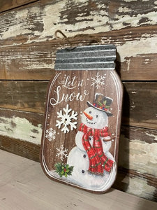 LED Jar Hanger with Snowman - Let it Snow