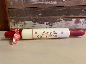 Decorative Christmas Rolling Pin-Red Handle
