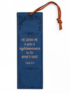 He Leads Me Bookmark - Faux Leather