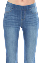 Load image into Gallery viewer, Med Wash Mid Rise Pull-On Flare Jean
