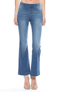 Med Wash Mid Rise Pull-On Flare Jean