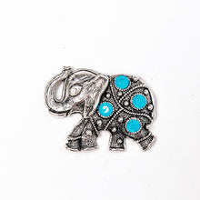 Load image into Gallery viewer, Attractables - Jewelry for your Purse - Silver +Turq Elephant
