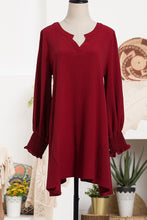 Load image into Gallery viewer, Peasant Tunic with Ruffle Sleeve - Crimson
