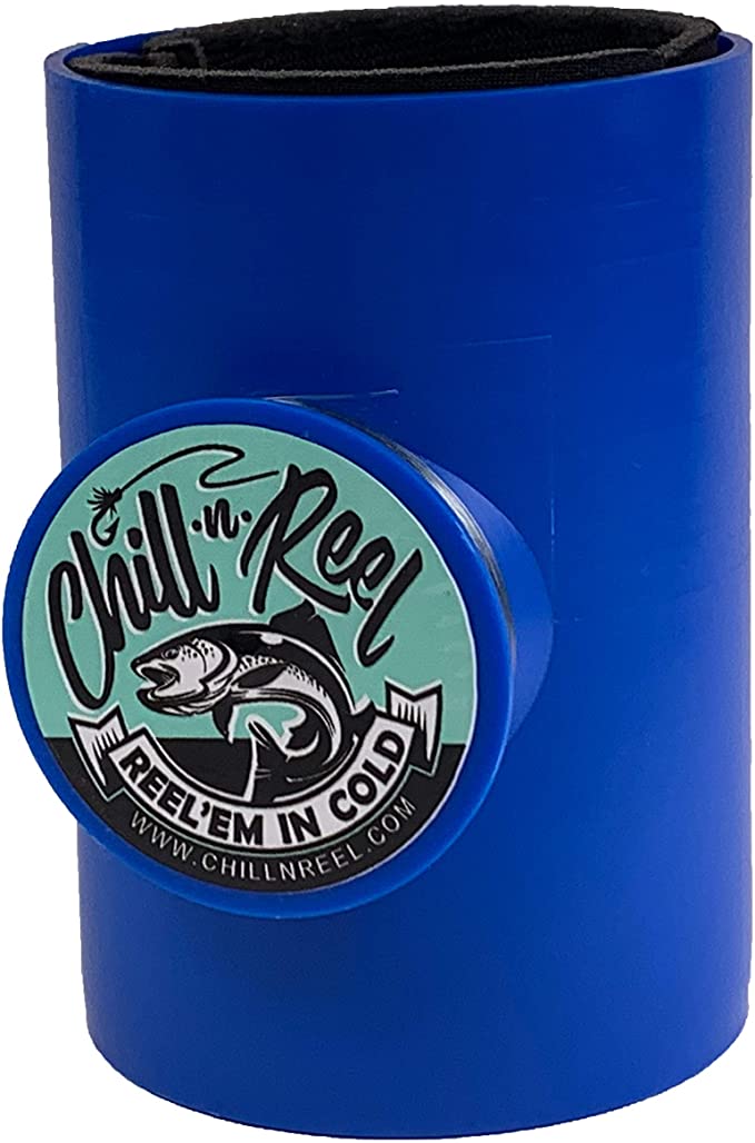  Chill-N-Reel Fishing Can Cooler (from Shark Tank), Hard Shell  Drink Holder with Hand Line Reel Attached, Fits Any Standard Insulator  Sleeve or Coozie