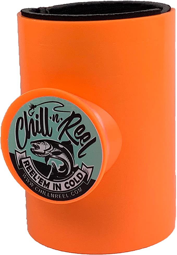 Chill-N-Reel Fishing Can Cooler with Hand Line Reel Attached | Hard Shell  Drink