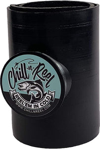 Chill-N-Reel Fishing Can Cooler with Hand Line Reel Attached | Hard Shell Drink Holder Fits Any Standard Insulator Sleeve or Coozie | Unique Fun Fishing Gift (Blue)