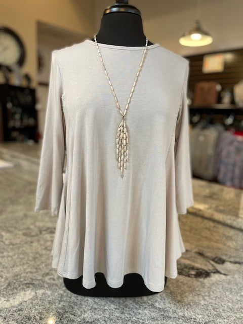 Modal A-Line Loose Fit Knit Tunic in Silver