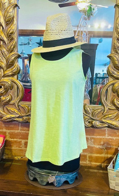 Scoop Neck Tank Top - Lime Green