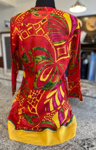 Red & Gold Printed Cover-Up Dress