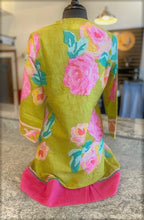 Load image into Gallery viewer, Pink &amp; Green Floral Print Cover-Up Dress
