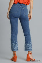 Load image into Gallery viewer, Umgee Cropped Flare Jean with Animal Print Detail
