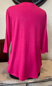 Basic 3/4 Sleeve Top - Hot Pink