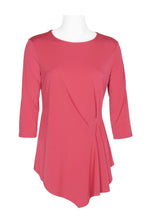 Load image into Gallery viewer, Crew Neck - 3/4 Sleeve - Asymmetrical Gathered Side Pleat Solid Top
