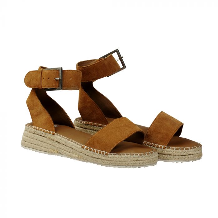 Mustard Suede Leather Wedge Sandals by Myra