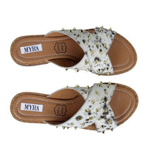 Load image into Gallery viewer, &quot;Chrerub&quot; Studded Hairon Print Slides by Myra
